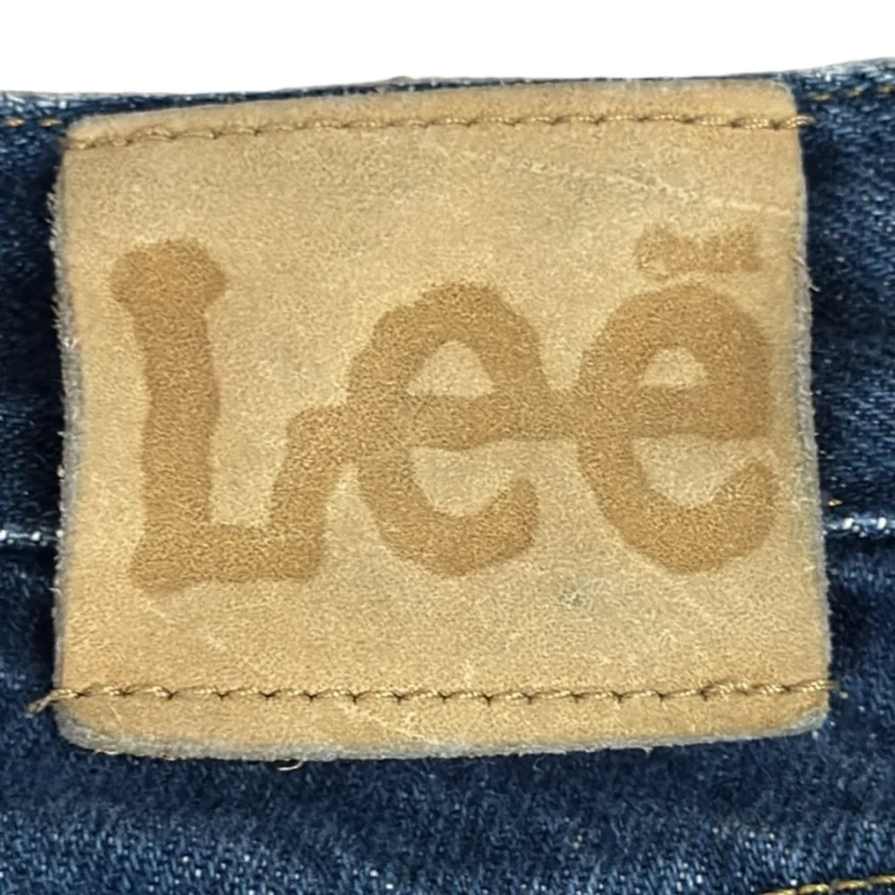 Vintage 90s Lee Straight Leg Jeans 100% Cotton Dark Blue Patch 1889 Button 31x33 - Picture 11 of 14